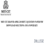 MHT CET 2024 PCB Question Paper with Answer Key PDF April 28 Shift 2 ZPYP
